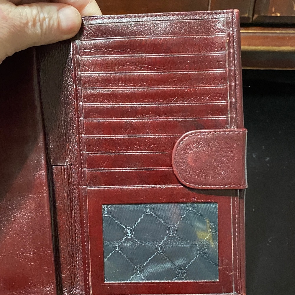 Elegant Sport Gold-Pfeil W. Germany burgundy checkbook Leather Wallet - Picture 14 of 16